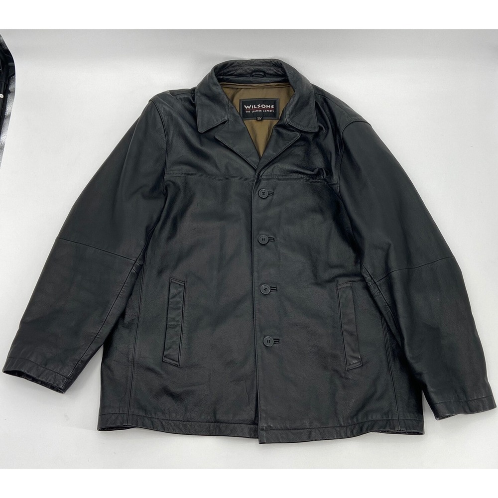 Wilsons Leather Mens Jacket XLT Black Pelle Studio Coat 4 Buttons
